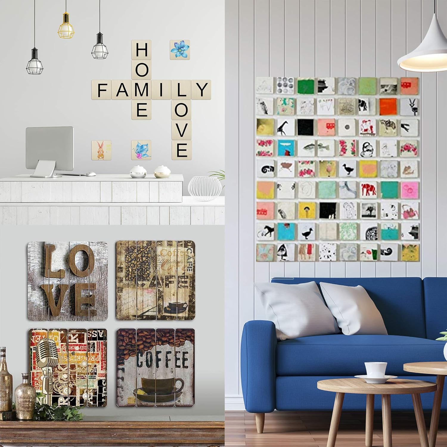 Unfinished Wood Pieces (100 Pcs 2”–4”), Jetika Blank Wood Slices for Scrabble Tiles Home Wall Decoration, Natural Unfinished Wood for Crafts Ornaments Coasters DIY Painting Pyrography Wooden Letters