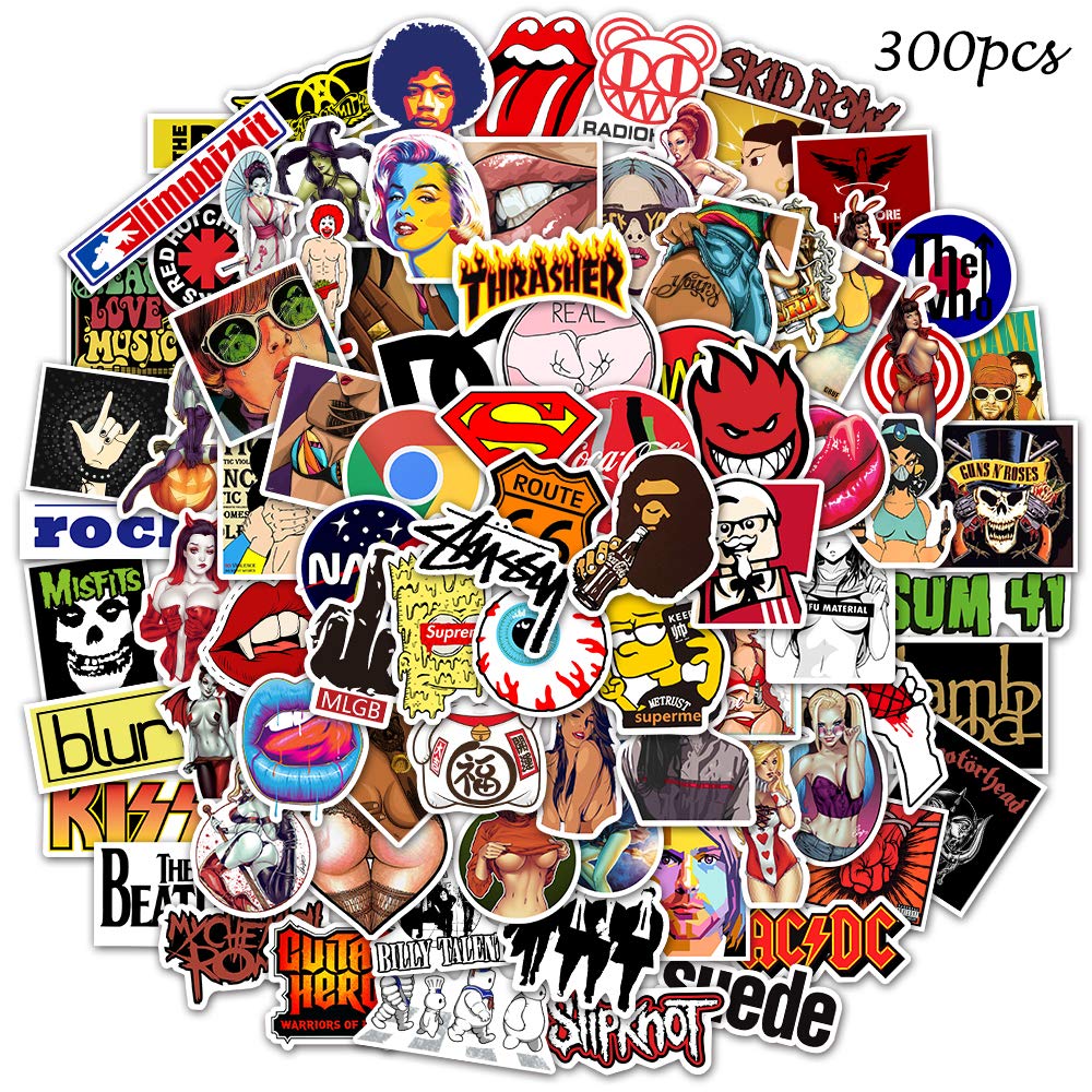 XJ Sticker Pack300 Pcs Laptop Waterproof Car Stickers Motorcycle Bicycle Luggage Decal Graffiti Patches Skateboard Stickers for Laptop Random Vinyl Kawaii Decal Stickers-Party Favors Boys and Girls