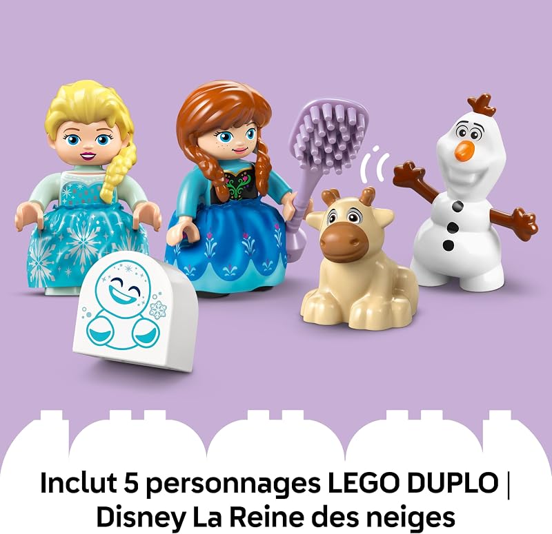 Duplo │ Disney La Fête d’Anna et Elsa au Château de Glace - Jeu Éducatif avec 5 Figurines Dont Olaf & Bébé Sven - Inclut Une Brique Lumineuse - Cadeau Enfant : Fille ou Garçon dès 2 Ans 10455 — photo 6 sur 8