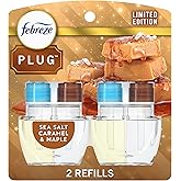 Febreze Plug In Air Freshener, Odor-Fighting Scented Oil Refill, Sea Salt Caramel &amp; Maple, 2 Refill