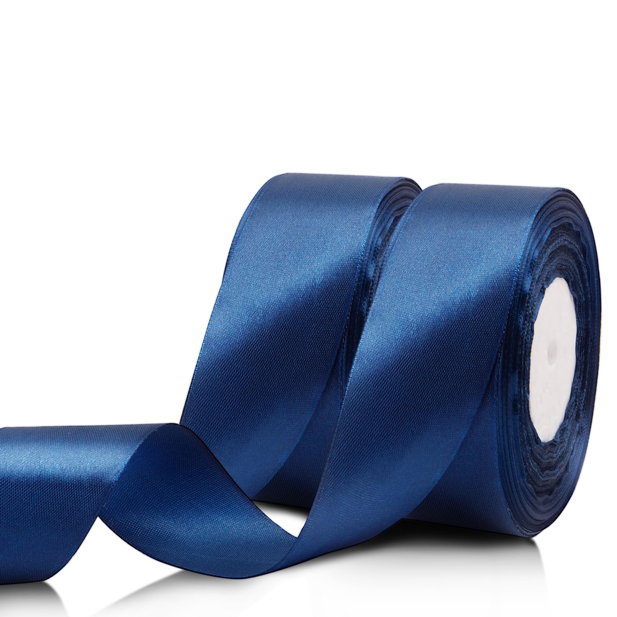 Photo 1 of 100 Yards 1 1/2 Inch Navy Blue Ribbon for Gift Wrapping Bouquet Accessories Navy Satin Ribbons for Hair Navy Fabric Ribbon for Graduation Ribbons Leis Wedding Invatation Bow Decoration