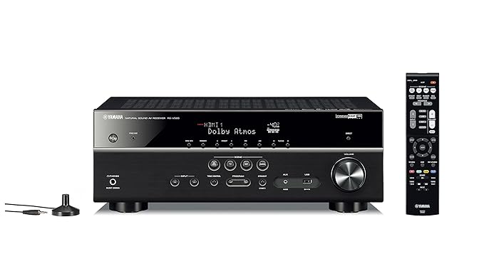 Yamaha 115W RX-V 585 7.2 AV Receiver with Dolby Atoms, DTS-X, Bluetooth, Wi-Fi, AirPlay, 4K Ultra, MusicCast Surround (Black, RXV585)