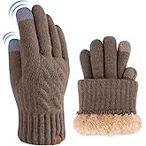 OMECHY Winter Gloves for Men Cold Weather Warm Touch Screen Knit Lining Thermal Elastic Mittens for Running Driving