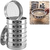 Gisafai 6 Pack Stainless Steel Mesh Lab Sieve, 5/10/ 35/60 /120/230 Mesh | 7.87 Inch (20cm) Dia Analysis Sample Test Sieves for Industrial Laboratory Sand Soil Minerals, with Lids and Receiver Trays