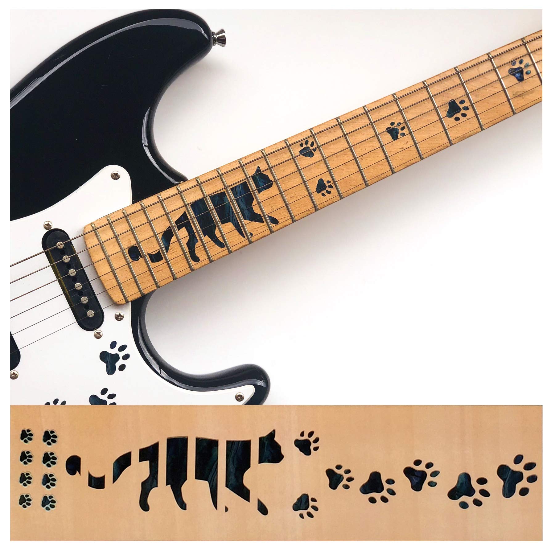 Inlaystickers Fret Markers for Guitars - Cat Foot Prints/Paws - Black Pearl