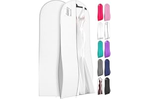 YOUR BAGS GARMENTUM 72" Tapered Long Dress Bags for Gowns - Wedding Dress Garment Bag for Dresses - Long Garment Bags for Hanging Clothes & Closet Storage, Dress Bag for Airplane