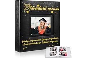 ReliThick Graduation Photo Album Holds 200 Pcs 4 x 6 Inch Photo 2024 Graduation Leather Album with Front Window Memory Album Scrapbook for College High School Graduate Gift (Stylish)
