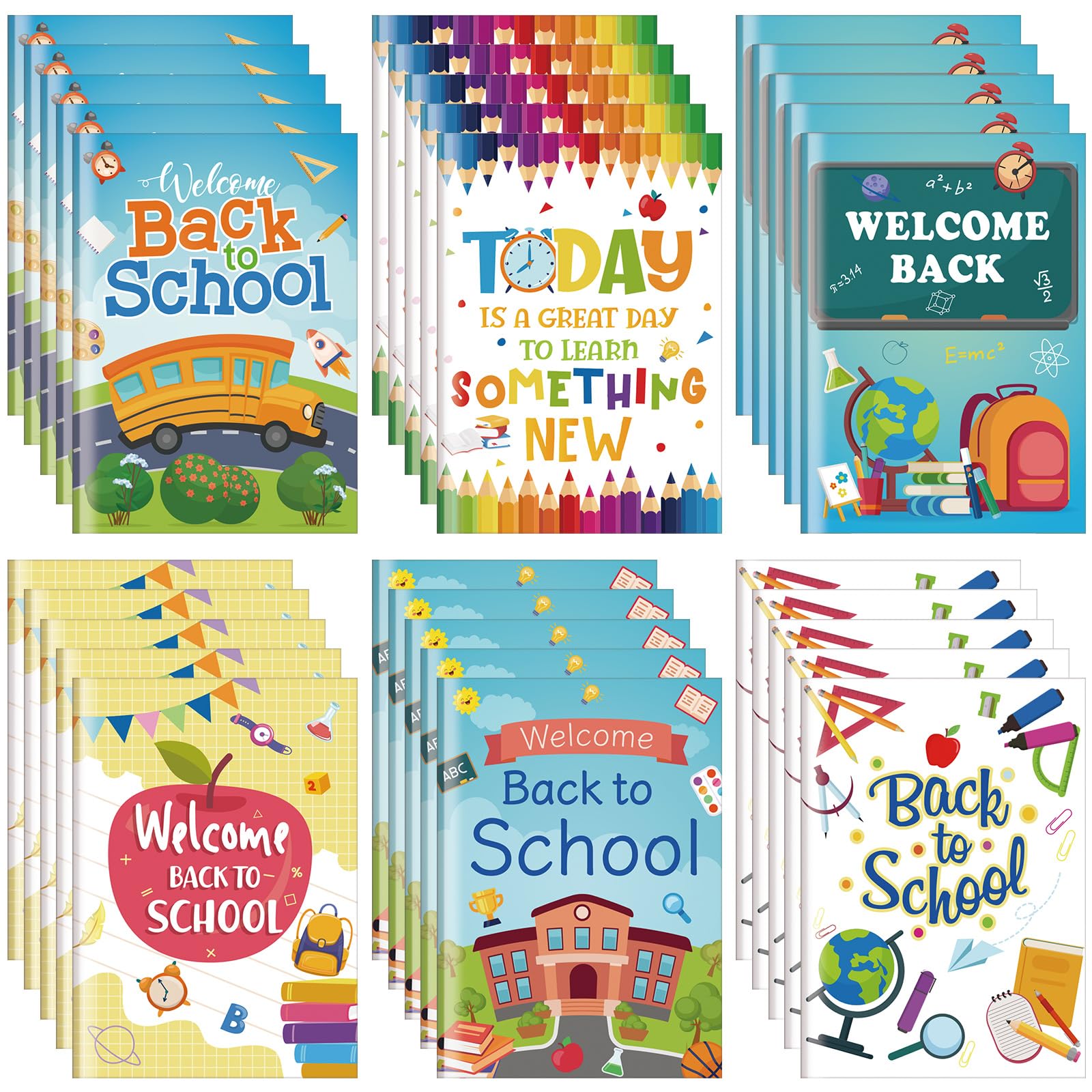 Photo 1 of Dunzoom 30 Pcs Back to School Gifts for Students Mini Notebooks for Kids First Day of Schools Student Gifts Small Notepads Journal in Bulk Classroom Exchange Party Favor Supplies(School)