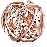 Rose Gold Galaxy Charm Authentic 925 Sterling Silver Openwork Charms with Clear CZ for European Bracelet