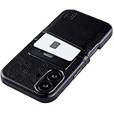 Dockem Card Case V2 for iPhone 16 with Camera Control Cutout, Built-in Metal Plate & 2 Card Holder Pockets: M2 Exec Premium Synthetic Leather Wallet Case (Black)