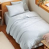Nayoroom Gingham Comforter Set Queen Size Blue Plaid Checkered Comforter 3 Pieces Soft Lightweight Grid Dorm Bedding Set for All Seasons (1 Comforter, 2 Pillowcases)