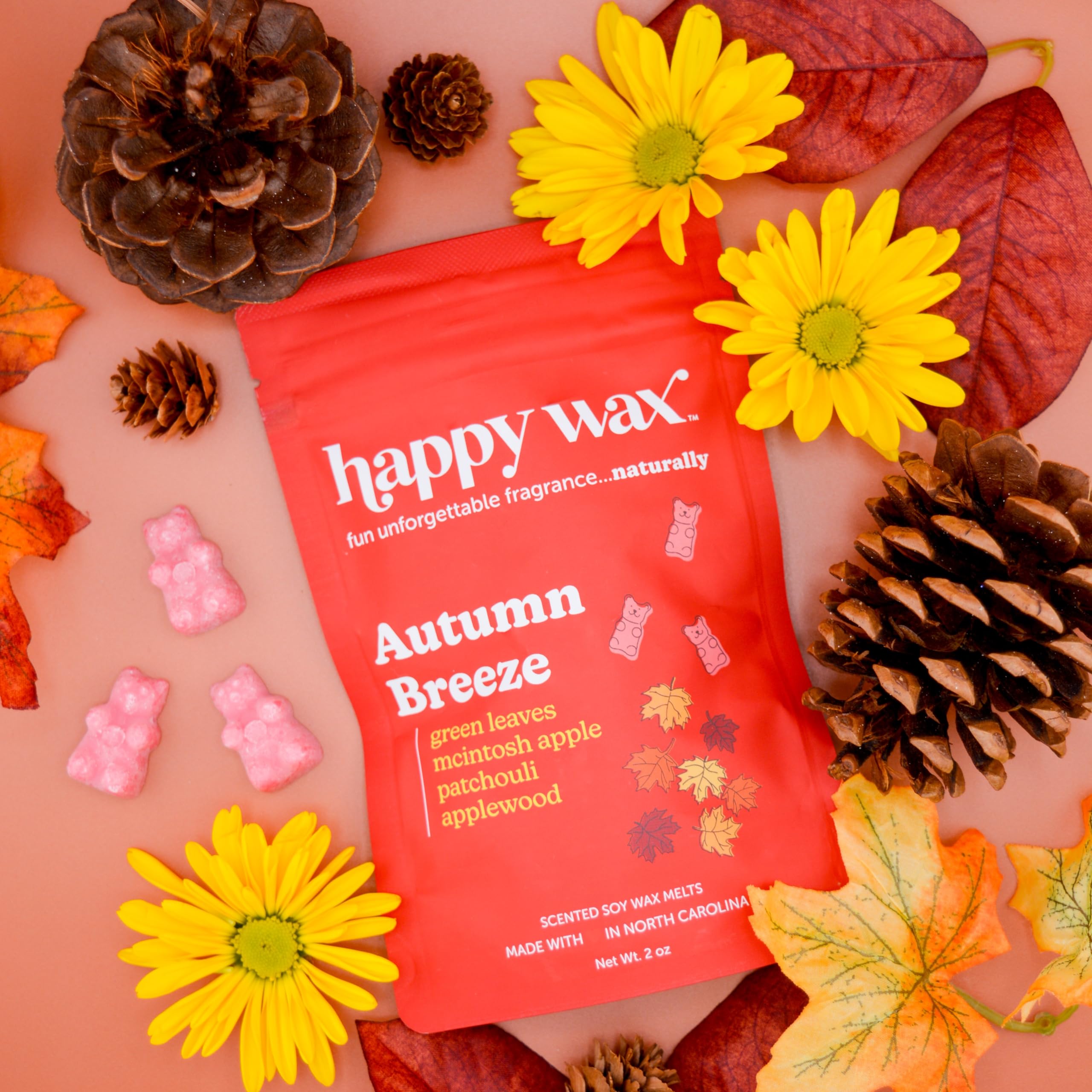 Happy Wax Fall Mix Premium Scented Natural, Non Toxic Soy Wax Melts – 6 Total Oz. of Scented Wax Melts. Includes: Fall Woods, Autumn Breeze, and Pumpkin Spice Latte