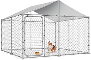 LEISU Heavy Duty Outdoor Dog Kennel Large Dog Cage Galvanized Steel Pet Playpen House with Waterproof UV-Resistant Cover, Metal Mesh, Secure Lock (90x90x63 Inches)