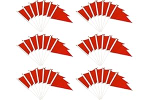 TRENDPOW 50 Pack Red Pennant Stick Flag, Small Mini Solid Color Hand Held DIY Blank Flag On Stick, Party Decorations,Sports Club,School,Festival Celebration (Red)
