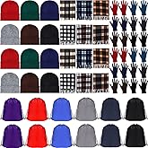 Vicenpal Winter Homeless Care Package Supplies Bulk Warm Beanies Hats Thermal Scarves Knit Gloves Drawstring Bags