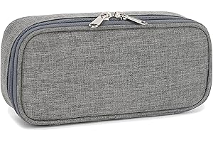 FlowFly Large Capacity Pencil Case for Kids, Boys & Girls – Zippered Multi-Functional Pen Pouch, Soft & Portable Pencil Bag for School, Teens, Students, Grey