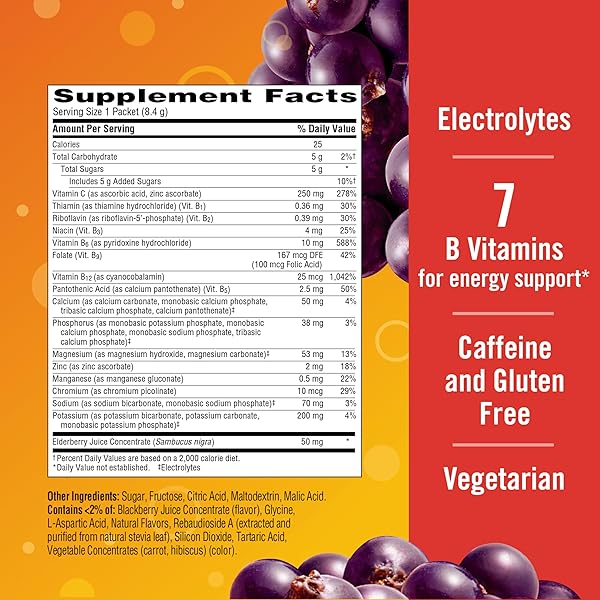 EMERGEN-C ELDERBERRY FIZZY DRINK MIX, ELDERBERRY IMMUNE SUPPORT, NATURAL FLAVORS, WITH HIGH POTENCY VITAMIN C, 18 COUNT