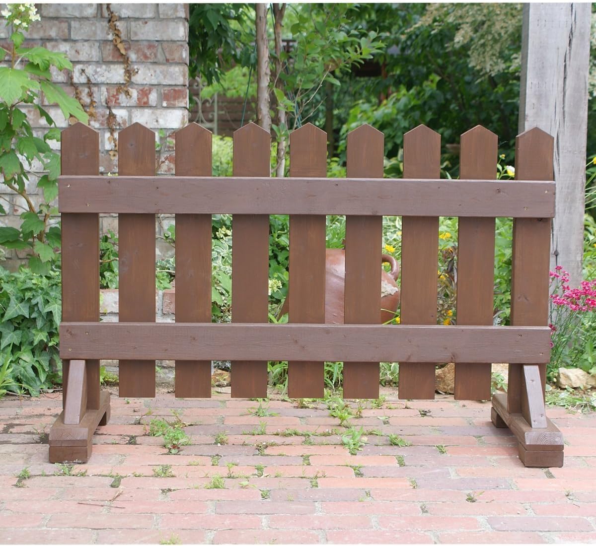 Amazon 木製 ピケットフェンス ブラウン 受注製作品 幅1cm 犬 目隠し 屋外 飛び出し防止 柵 ガード さく 木製フェンス フェンス 垣