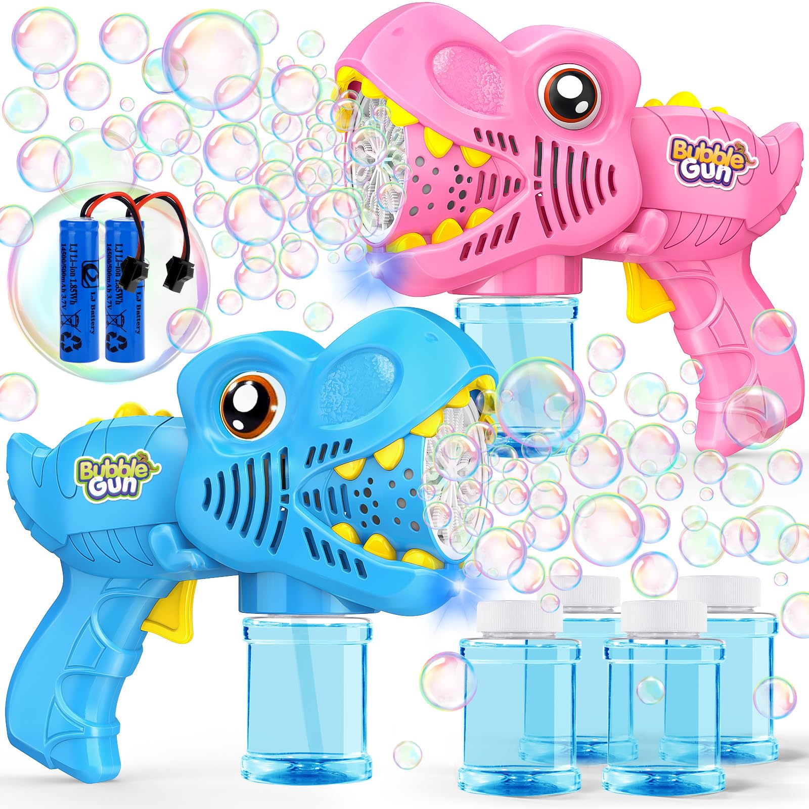 Photo 1 of Yunaking Toys for Boys Girls Ages 4-8 - 2 Pack Bubble Machine Gun Rechargeable Dinosaur Toy Gift for 4 5 6 7 8 Boy Girl Kids Toddlers Outdoor Toys 4-6 Easter Basket Stuffers Christmas Valentines Gift