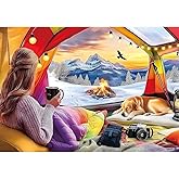 Winter Tent View 300 Piece Puzzle for Adults, Fun Puzzles for Adults 300 Pieces with HD Print & Poster, 17"x11" Dust Free, for Gifts Halloween Christmas Family Games Lovers