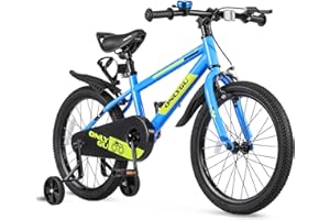 UOKAA Stylish Kids Bike for Ages 4-9 - Easy Assembly Safe & Stable Ride, 16-18 Inch Wheels, Vibrant Colors, Includes Training Wheels