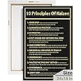 Motivational Wall Decor - 10 Principles Of Kaizen - Hanging Art for Office and Bedroom, Inspirational Wall Decor, Mounted Motivating Art Work, Office Pictures Canva, Success Quotes Poster (24 X 18 in)