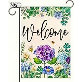 BlissYard Spring Garden Flag 12x18 Double Sided Small Flags with Hydrangea Flowers Bees for Summer Welcome Garden Flags Outside Outdoor Holiday Seasonal Decor Yard Flags Yard Patio Lawn Decoration
