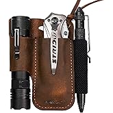 EASYANT Men Leather EDC Organizer Sheath Handmade Tactical Tool Pouch Holster with Belt Clip