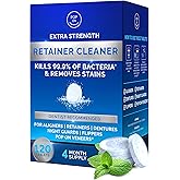 Retainer Cleaner Tablets for Invisalign Approved for Ultrasonic Cleaners -120 Denture Cleaning Tablets for Aligners, Night Guard, Mouth Guard - Denture Cleaner Tablets 4-Month Supply