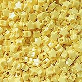 BeadExplosion Star Beads Yellow Opaque 13mm Pony Beads Large Hole Made in USA(B07868)