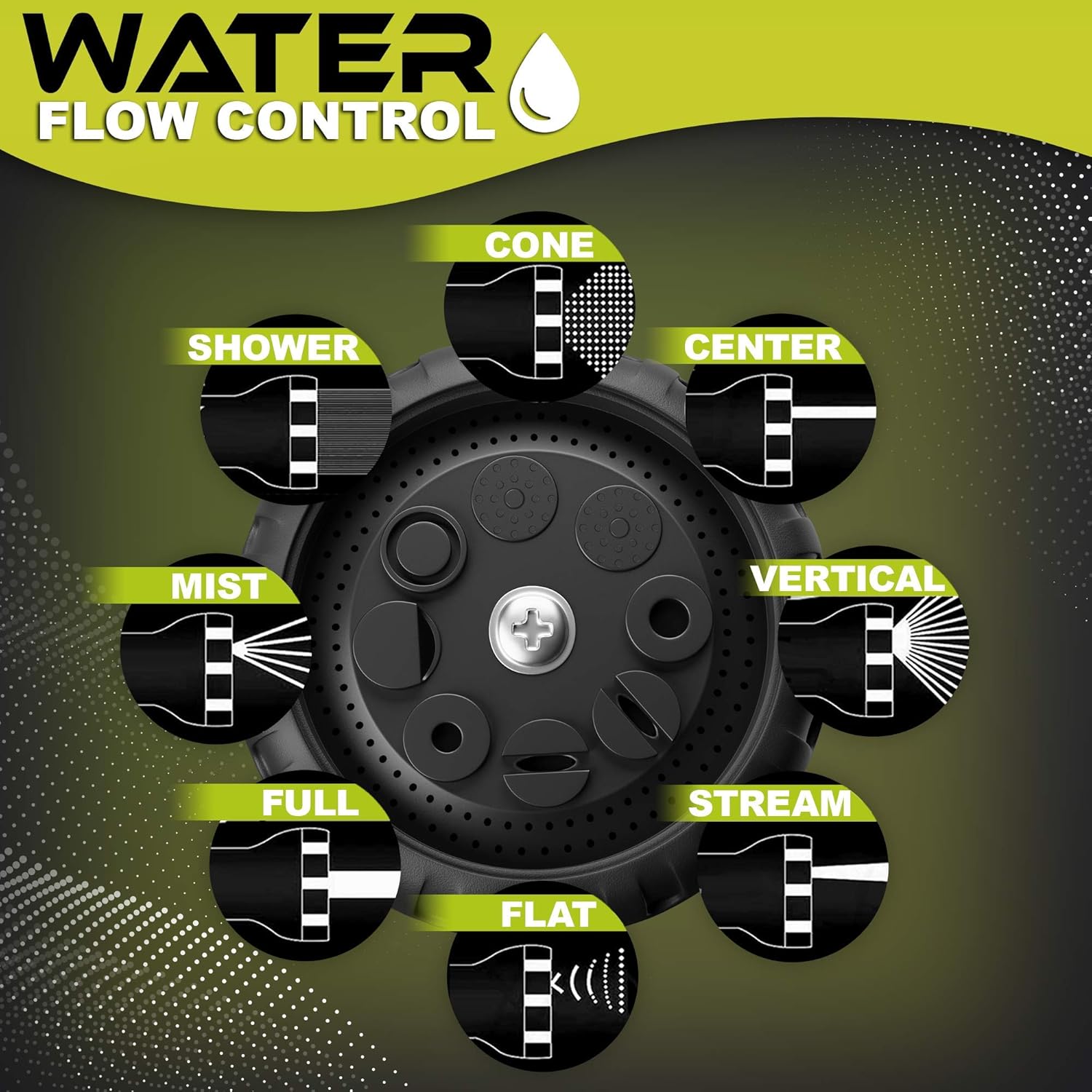 Garden Hose Nozzle - Water Hose Spray Nozzle Heavy Duty - 8 Patterns High Pressure Metal Sprayer Hose Nozzles with Thumb Control - Best for Outdoor Watering Lawn and Garden: Home Improvement