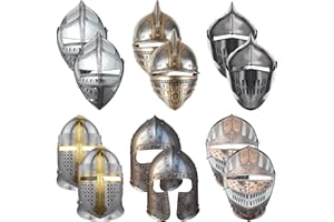 Zhanmai Medieval Party Knight Masks Kids Paper Medieval Party Decor Cosplay Crusader Samurai Soldier Mask