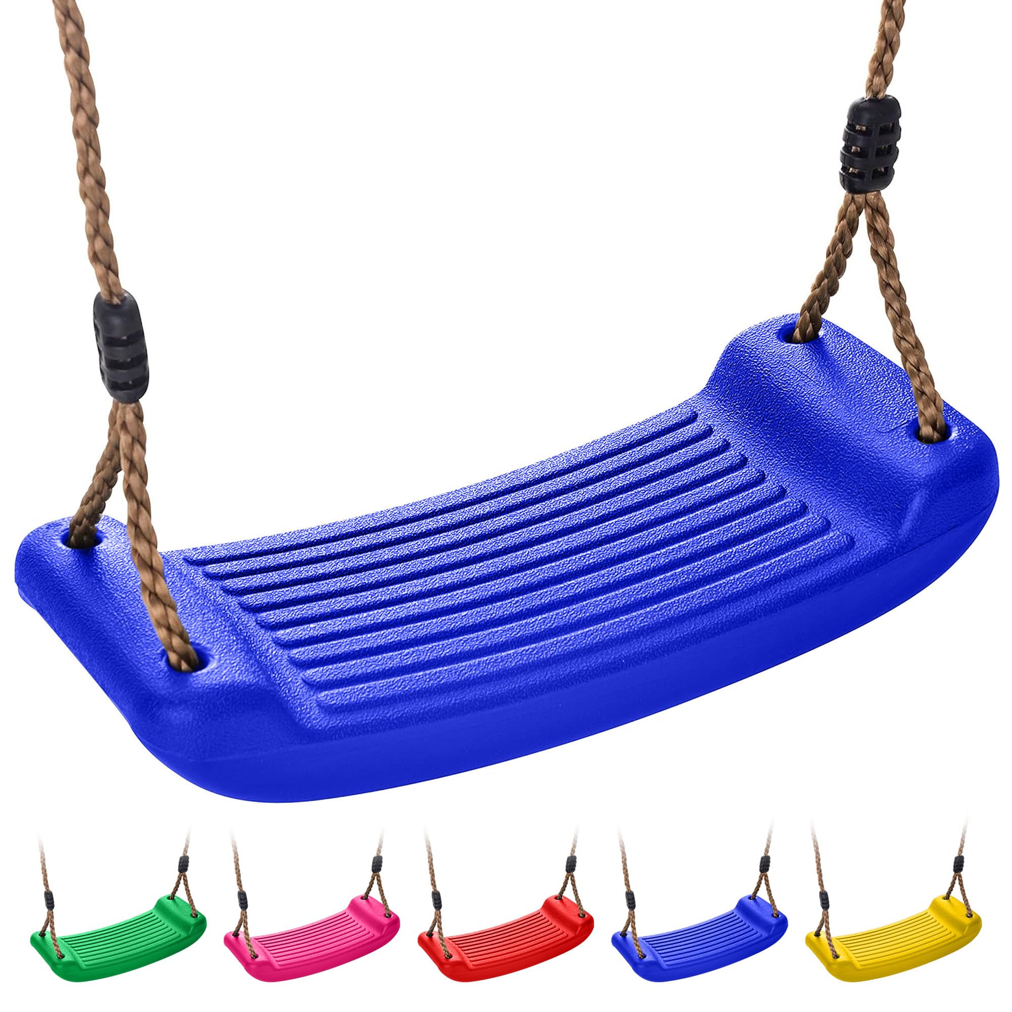 Kids Garden Swing Seat Replacement - Childrens Replacement Swing Seat with Adjustable Rope - Weather Resistant Plastic Outdoor Playground Accessory or Climbing Frame Accessories — image 1