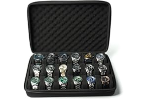 AUKURA Hard watch case for travel and storage, watch storage box for display and organization (Padded 18 slots)