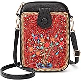 Ayuoejik Women's Small Crossbody Cell Phone Bag, Boho Colorful Beaded Purse Wallet with Handmade Cute Patterns