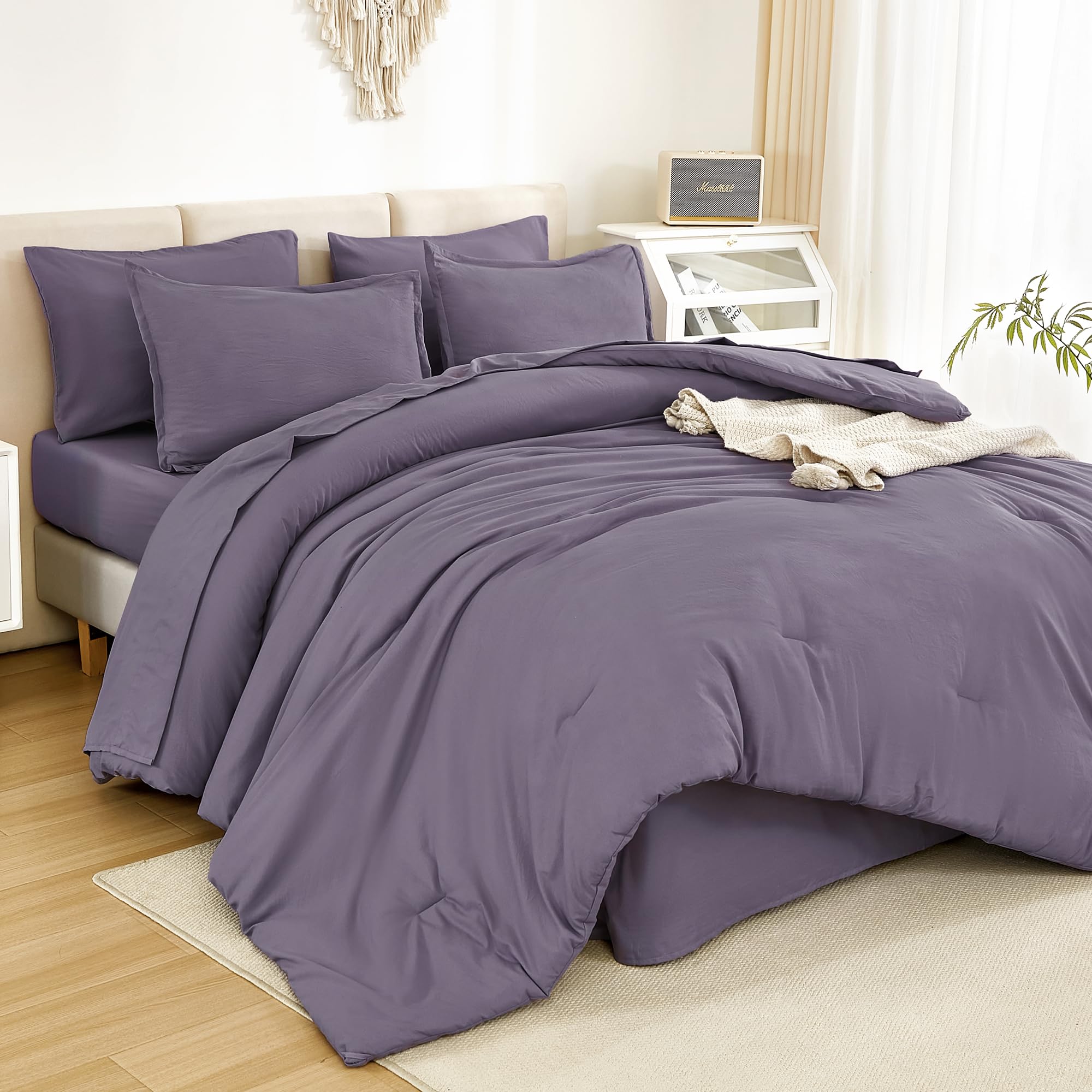Litanika King Size Comforter Set Grey Purple - 7