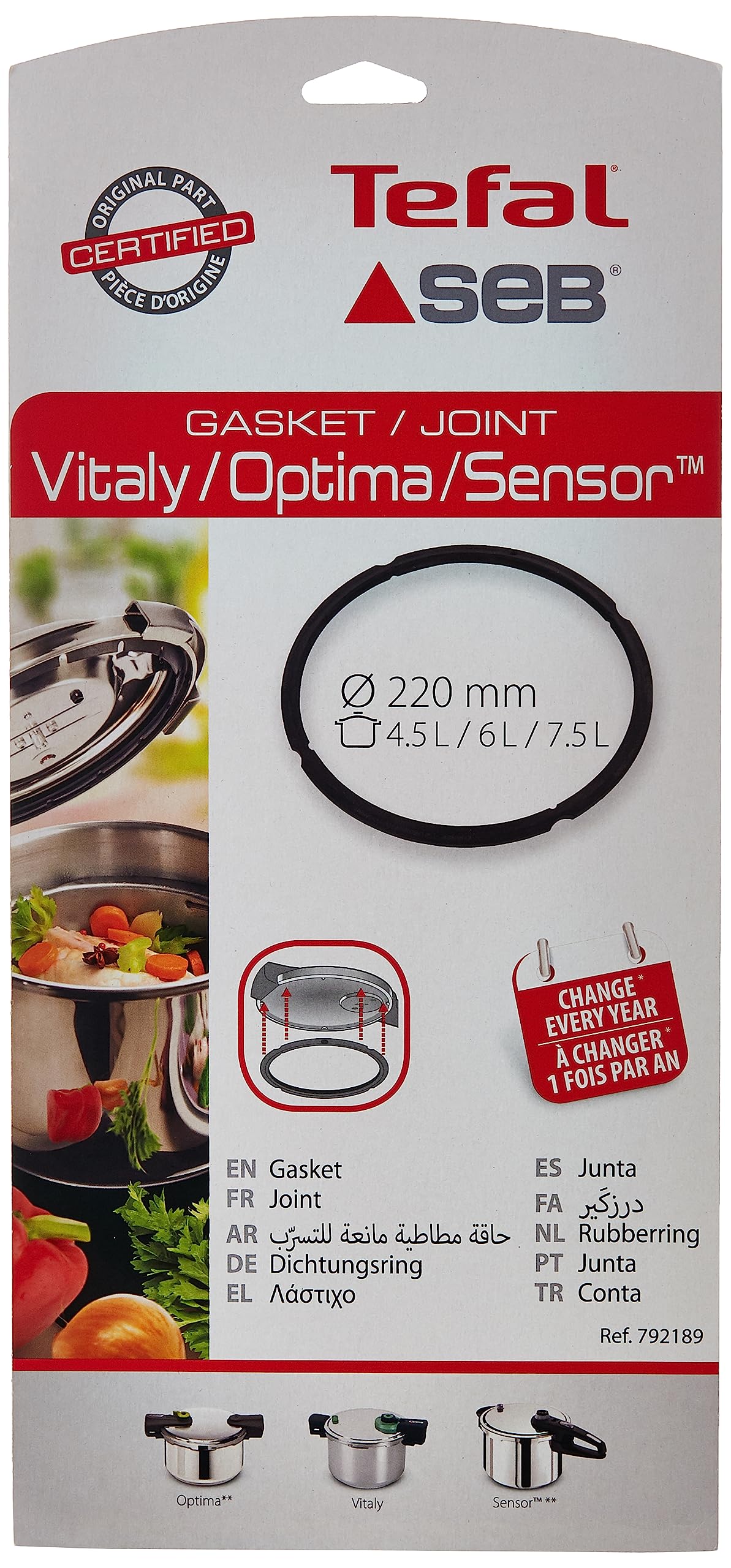 SEB Genuine Original Tefal Vitaly, Kwisto X-PRESS, Sensor 6L Series Pressure Cooker Gasket Seal