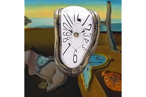 Lafocuse Silent Bronze Surrealistic Melting Clock, Salvador Dali Clock for Vintage Home Decor, Art Deco Table Desk Shelf Cloc