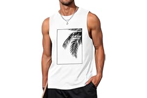 GOSUIF Mens Tank Tops Beach Summer Sleeveless Shirts Graphic Palm Tree Vacation Tanks Muscle Gym Tank Top