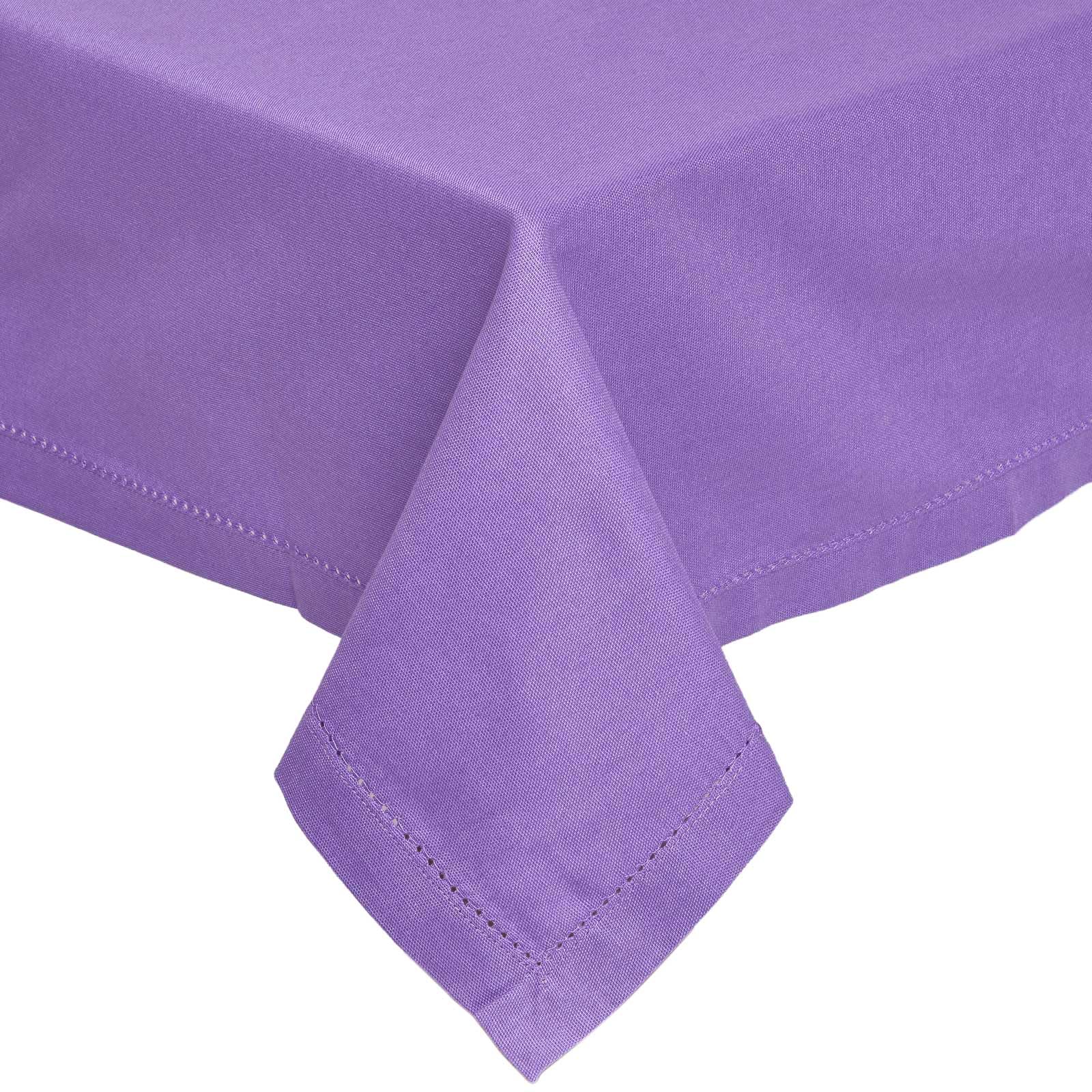 HOMESCAPES Purple Table Cloth, Plain Cotton Tablecloth, Large Rectangular, Handcrafted & Durable Dining Table Cover with Hem Stitch, Hypoallergenic, Washable, 137 x 228cm — image 1