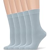 Women's Soft Thin Viscose Bamboo Crew Socks, Fit Stretchy Casual, Business, Dress Calf Sock 5 Pairs