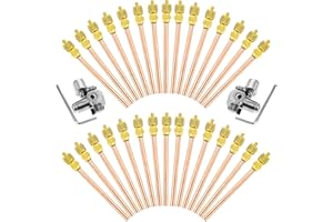 Gohantee Access Service Valve, 30Pcs 1/4" SAE x 1/4" OD x 4" Stem Core AC Refrigeration Copper Filling HVAC Schrader Valve with 2 Pcs BPV31 Bullet Piercing Valves for HVAC Refrigerant System