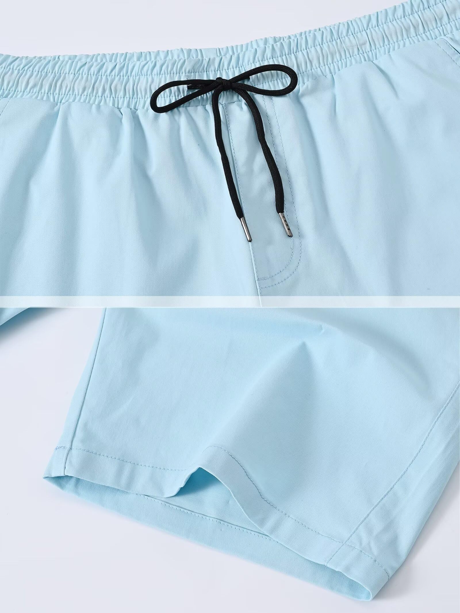 PrimeCrest Kurze Hosen Herren Shorts Sommer Bermuda Stretch Chino mit Taschen Knielange Leicht Atmungsaktiv Männer Freizeithose Outdoor Sport Gym Baumwolle Elastische Taille Dunkelblau L 4