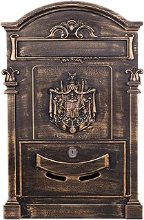 Antiker großer und sehr edler Briefkasten LB-001-Long Bronze Wandbriefkasten, Briefkasten, Nostalgischer Englischer Briefkasten Alu - Guss 47 cm hoch . Mit Befestigungsmaterial für die Wand. mit 2 Schlüsseln , Rostfrei