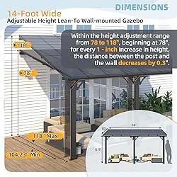 AECOJOY 10' x 14' Adjustable Height Outdoor Lean to