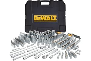 DEWALT Mechanics Tool Set, SAE and Metric Socket Wrench Set, Drive Sizes 1/2, 1/4, 3/8 Socket Set, 192-Piece Tool Box (DWMT75049)