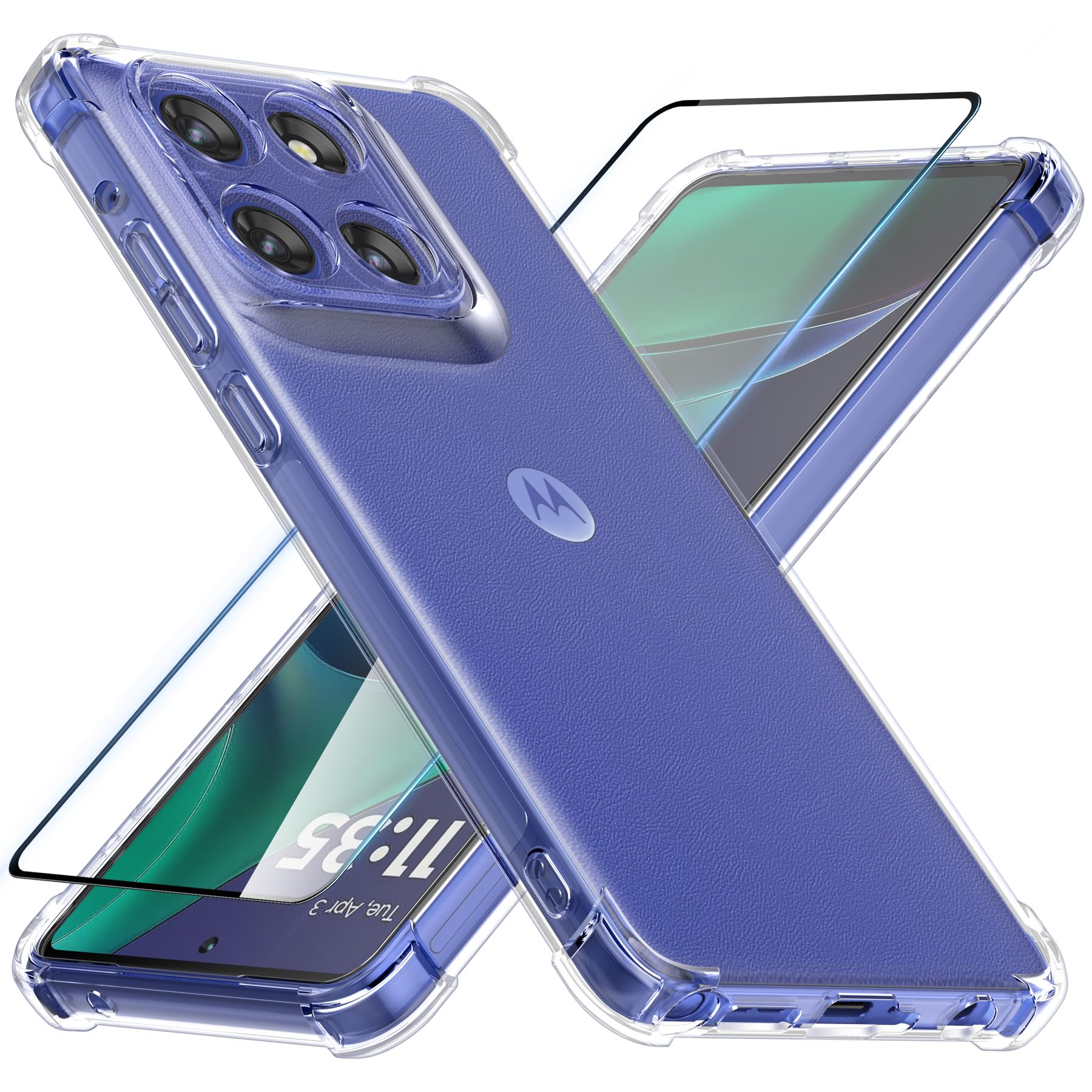 Cresee for Motorola Moto G Stylus 5G 2025 Case + Screen Protector Tempered Glass - Clear Phone Case Reinforced Corner Shockproof Flexible TPU Silicone Cover for Moto G Stylus 5G 2025 - Transparent