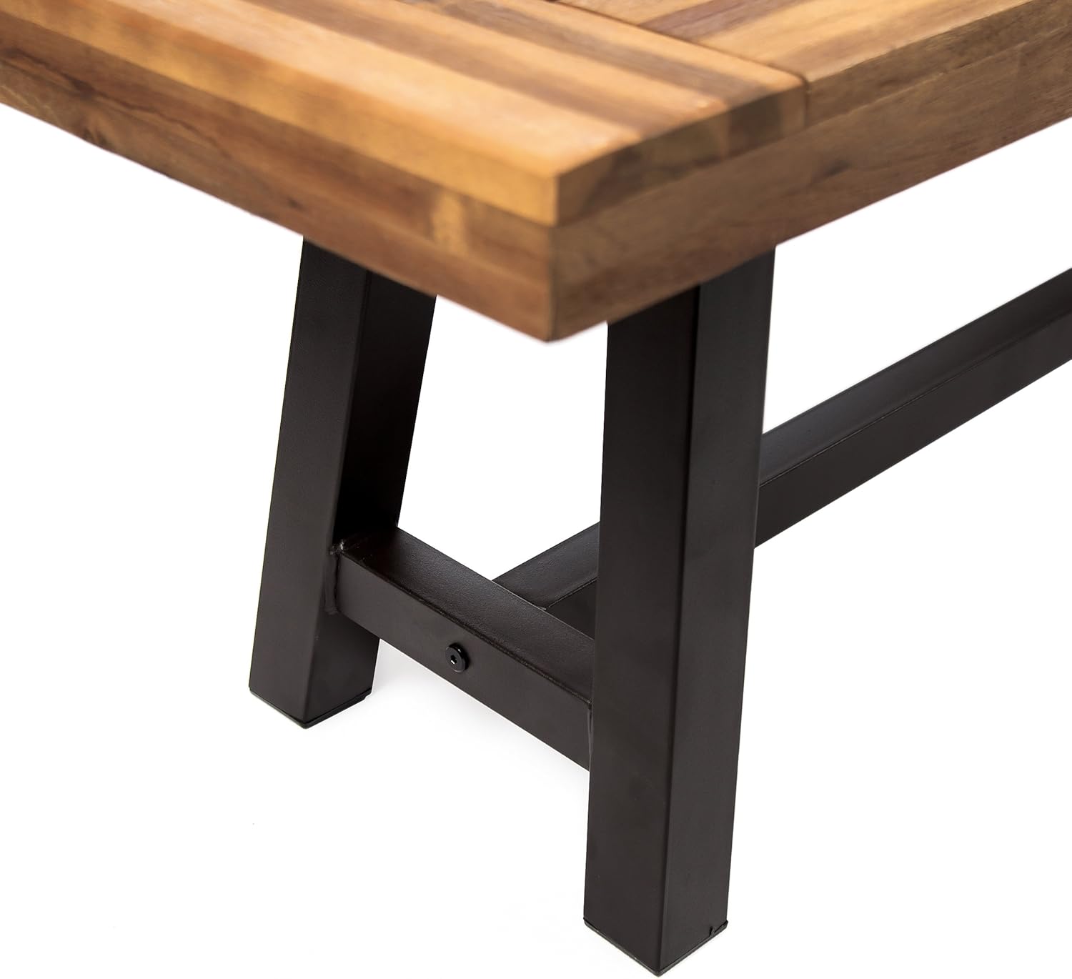 Christopher Knight Home Carlisle Outdoor Acacia Wood and Rustic Metal Bench, Sandblack Finish / Rustic Metal : Garden & Outdoor