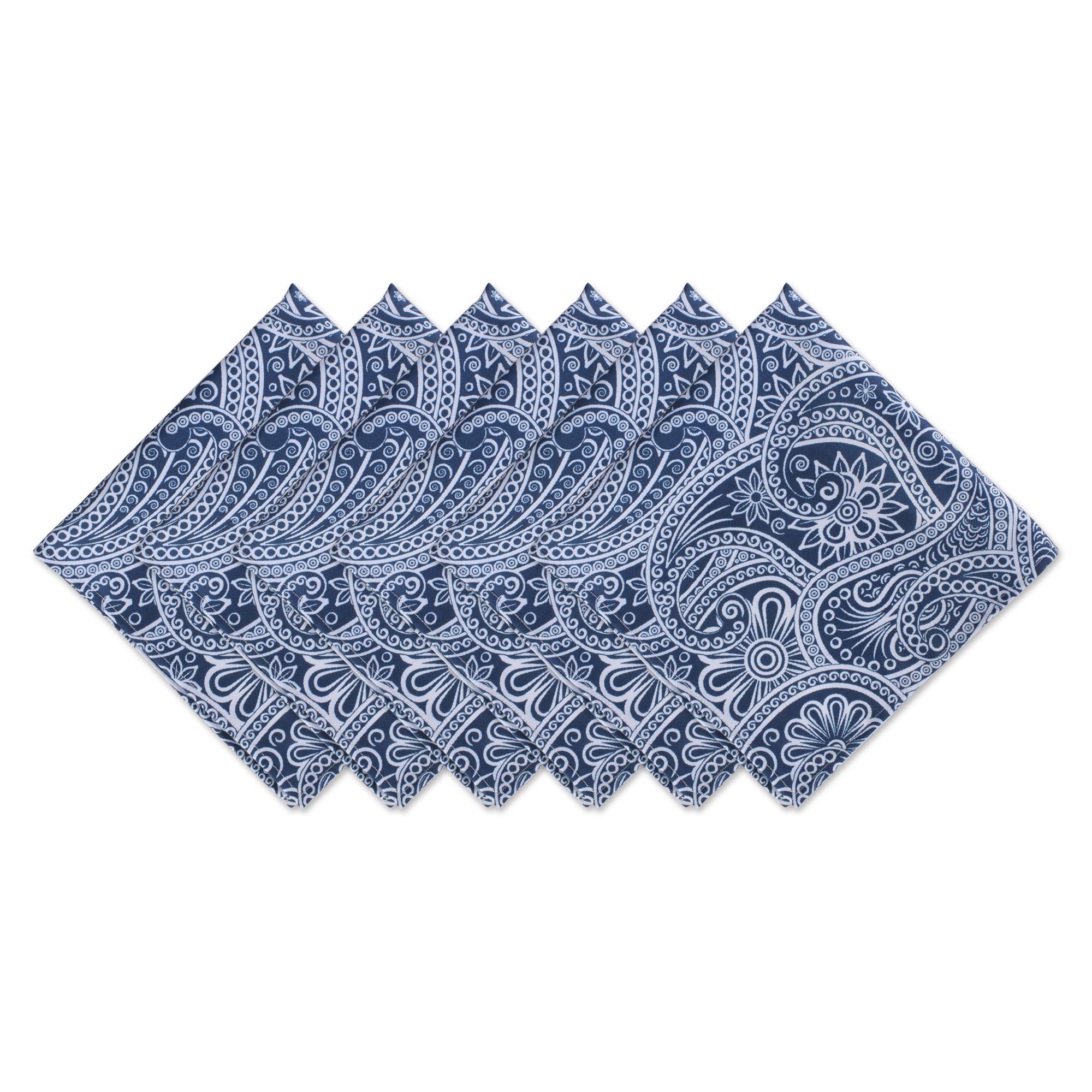 DII Outdoor Table Linens Blue Paisley, 20x20 Napkin, 6 Pieces