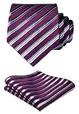 HISDERN Plaid Tie Handkerchief Woven Classic Stripe